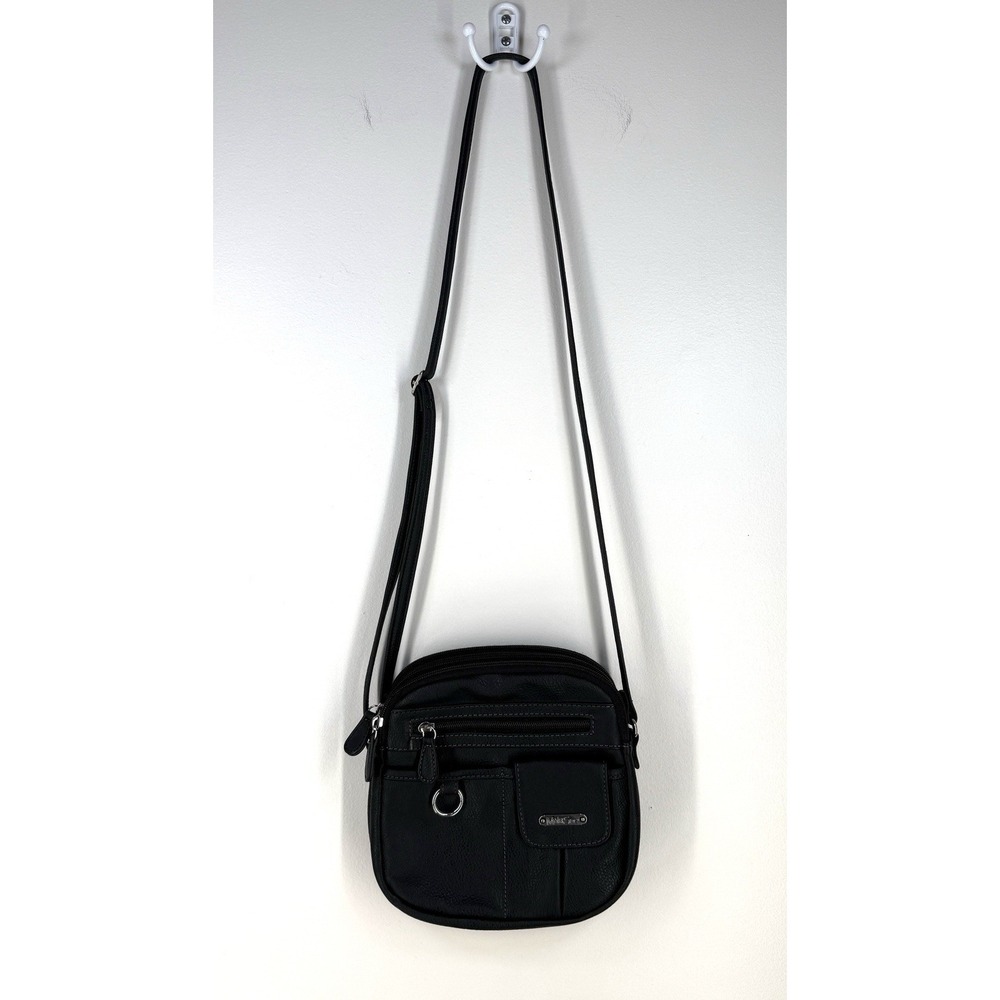 Multi Sac Bag Crossbody Purse Black 9x9 Zipper Closures Multiple Pockets EUC - Picture 2 of 13